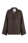 Moschino Couture Printed Silk Shirt In Brown