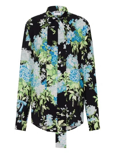Moschino Printed Silk Shirt In Multi