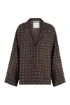 Moschino Couture Printed Silk Shirt In Brown