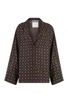 Moschino Couture Printed Silk Shirt In Brown