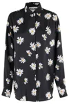 Moschino All-over Daisy Print Silk Twill Shirt In Black