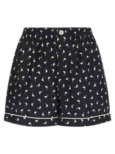 Moschino Printed Silk Twill Shorts In Black