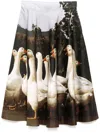 Moschino Printed Goose Midi Skirt In Green
