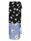 Moschino 'silk Skirt Patchwork' Wrap Design Floral Egg In Black