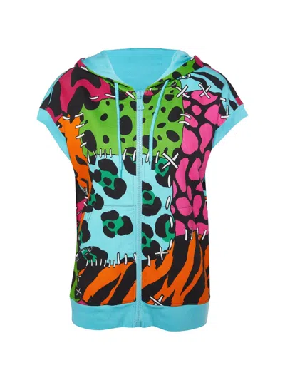 Pre-owned Moschino Printed Sleeveless Hoodie In Blue