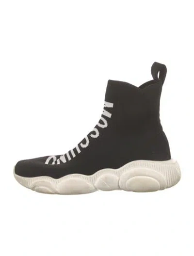 Pre-owned Moschino Printed Sock Sneakers In Black