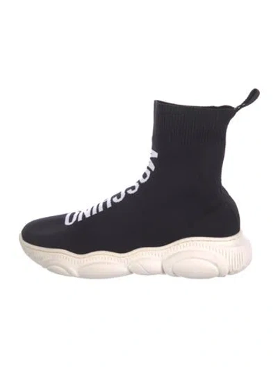 Pre-owned Moschino Printed Sock Sneakers In Black