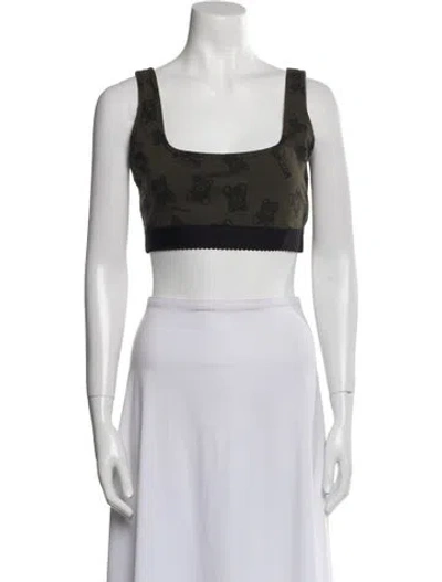 Pre-owned Moschino Printed Square Neckline Crop Top W/ Tags In Purple