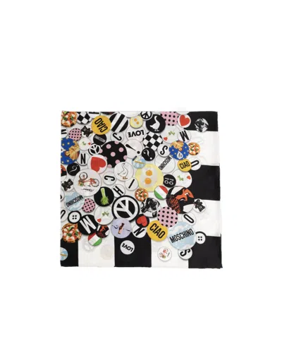 Moschino Printed Square Silk Scarf In Multi