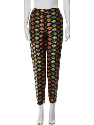 Pre-owned Moschino Printed Straight Leg Pants In Black