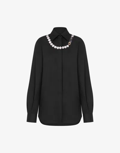 Moschino Printed Stretch Cotton Poplin Shirt In Black