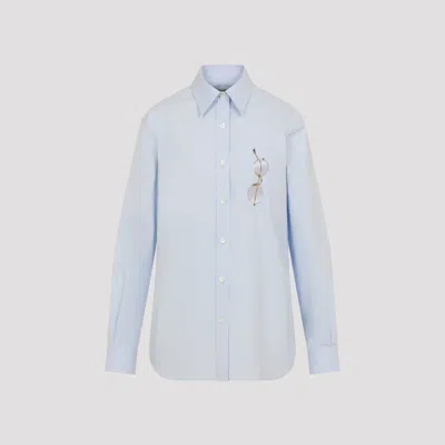 Moschino Printed Stretch Cotton Poplin Shirt In Blue