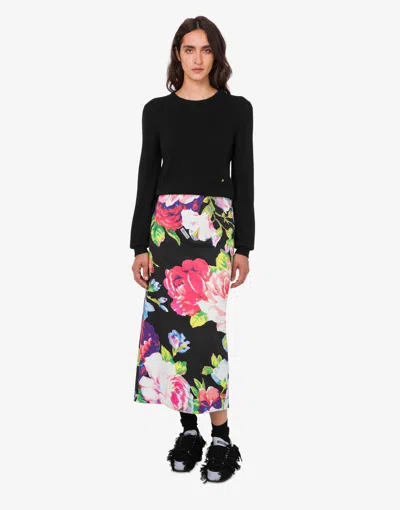 Moschino Printed Stretch Cotton Skirt In Multi
