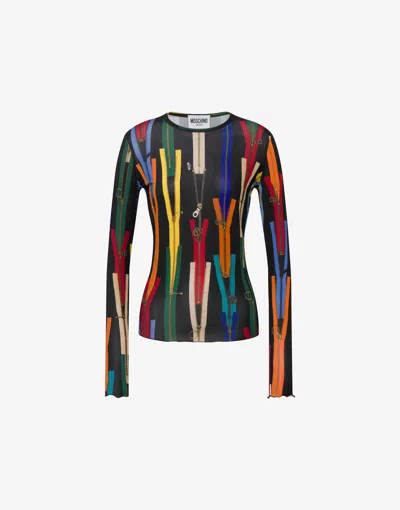 Moschino Printed Stretch Jersey T-shirt In Multi