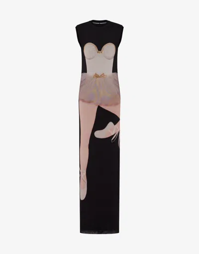 MOSCHINO PRINTED STRETCH TULLE DRESS