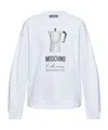 Moschino Morning Graphic Print Crew Neck Sweatshirt In White