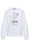 Moschino Morning Graphic Print Crew Neck Sweatshirt In White