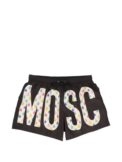 Pre-owned Moschino Printed Swim Shorts In Black