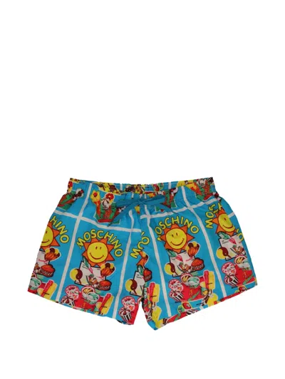 Pre-owned Moschino Printed Swim Shorts In Blue