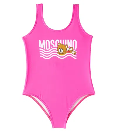 Moschino Kids' Printed Swimsuit In Azalea Pink