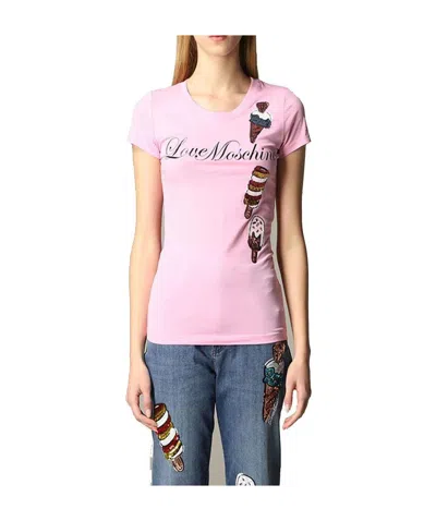 Moschino Printed T-shirt In Pink