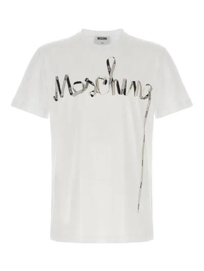 Moschino Couture Printed Cotton Tshirt In White