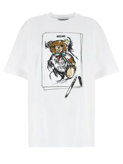 Moschino Teddy Bear Cotton T-shirt In White