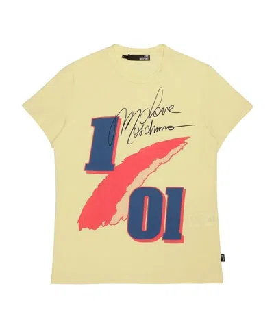 Moschino Printed T-shirt With Round Neck In Yellow