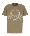 Moschino Crewneck Logoed Embroidery Graphic Print T-shirt In Green