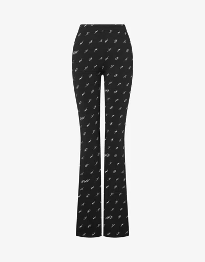 Moschino Printed Technical Jersey Leggings In Black