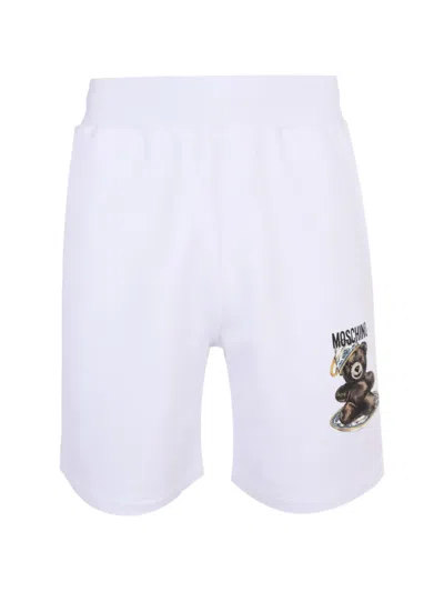 Moschino Printed Track Shorts In White