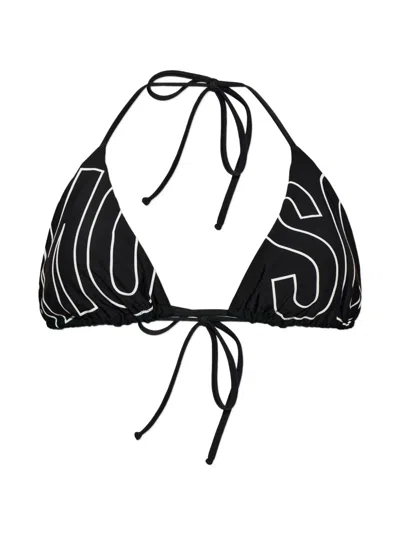 Moschino Printed Triangle Bikini Top In Black