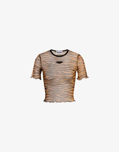 MOSCHINO PRINTED TULLE CROP T-SHIRT