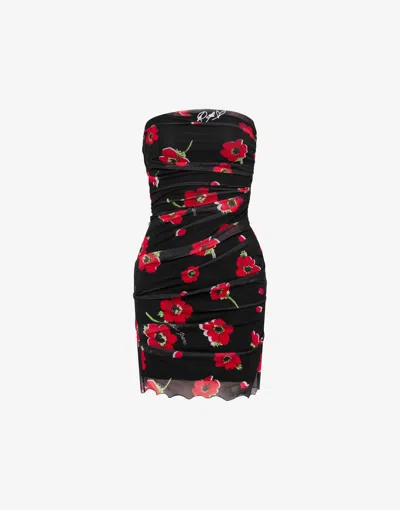 Moschino Printed Tulle Dress In Black