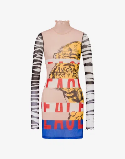 Moschino Printed Tulle Dress In Multi
