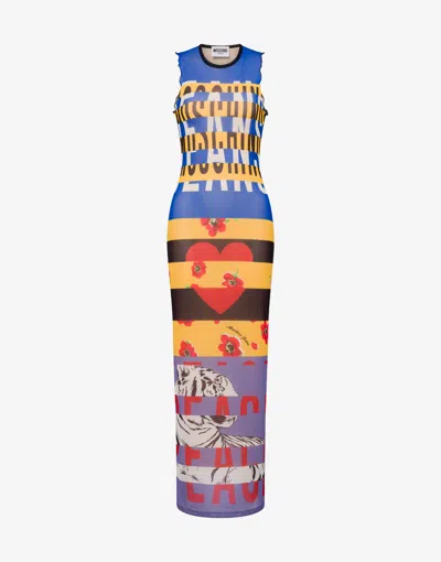 Moschino Printed Tulle Dress In Multi
