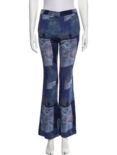 Pre-owned Moschino Printed Wide Leg Pants In Blue
