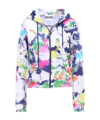Moschino Printed Zipper Casual Jacket In Multicolor