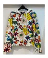 Moschino Printed Zipper Sweater In Multicolor