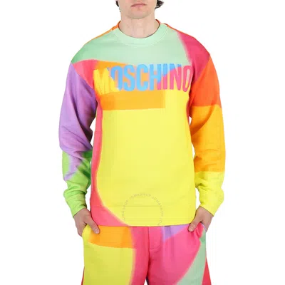 Moschino Projection Print Logo Colorblock Sweatshirt In Multi