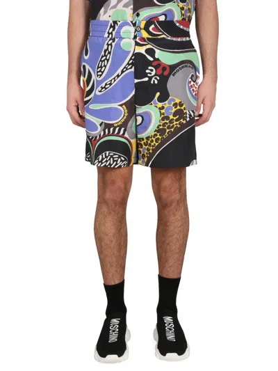 Moschino Graphic Print Shorts In Blue