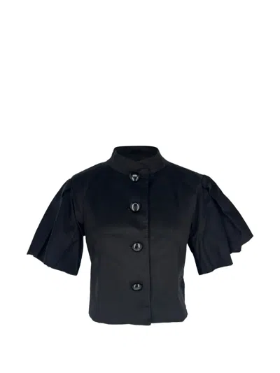 Pre-owned Moschino Puffed Sleeve Blouse In Black