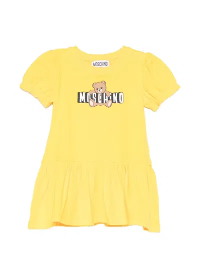 Moschino Babies' Puffed-sleeves Dress In Yellow