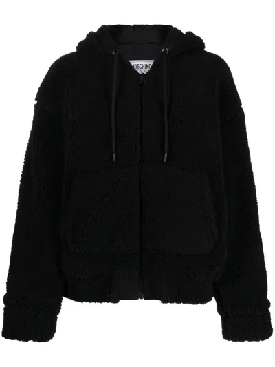 Moschino Puffer Jacket With Cozy Hood In Black