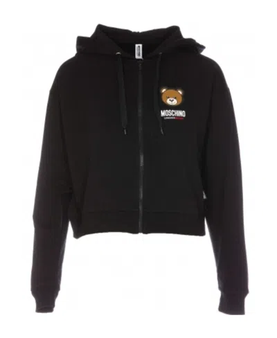 Moschino Pull Rope Hooded Sweater In Black