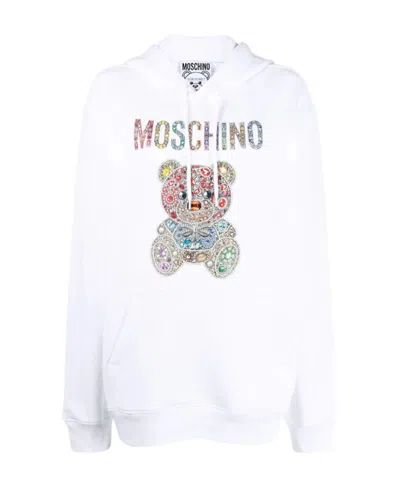 Moschino Pull Rope Hooded Sweater In White
