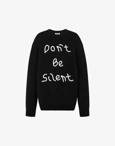 Moschino Pullover Aus Bestickter Merinowolle In Black