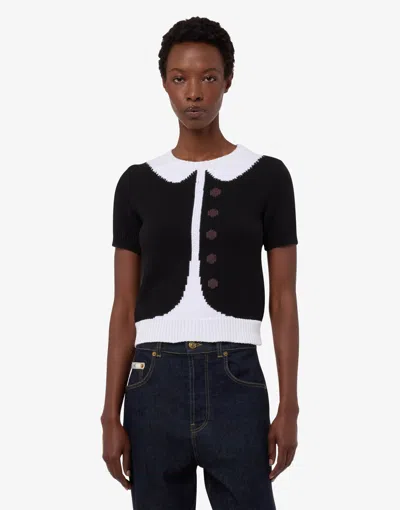 Moschino Pullover Aus Bio-baumwollmischung Mit Intarsien In Black