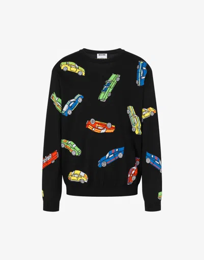 Moschino Pullover Aus Reiner Baumwolle Mit Intarsien In Black