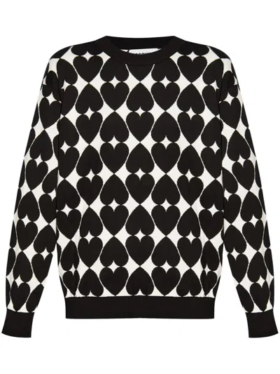 Moschino Sweater With Embroidered Pattern In Black